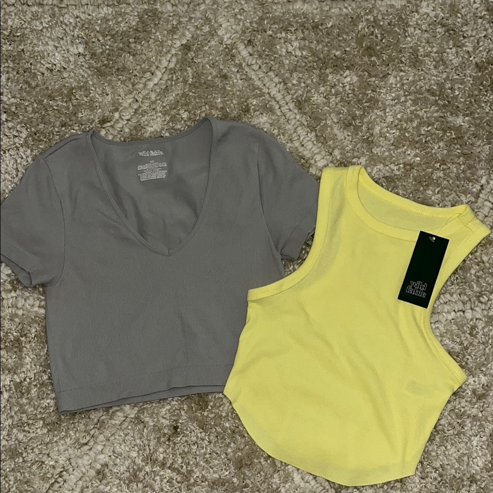 Wild Fable Gray and Yellow Women's Crop Tops